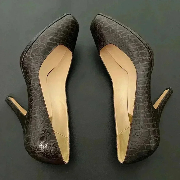 Cole Haan Carma Brown Croc Leather Heel Shoes Pumps Nike Air - Picture 9 of 12